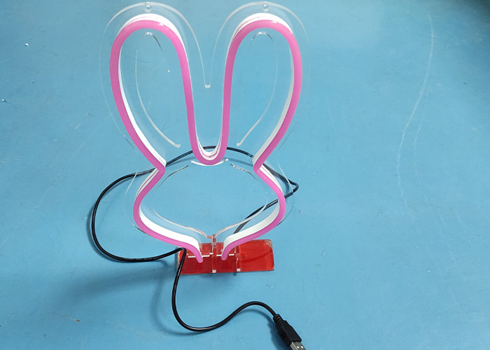 Pink Rabbit Neon Signs with stand & USB for Christmas gift For Child