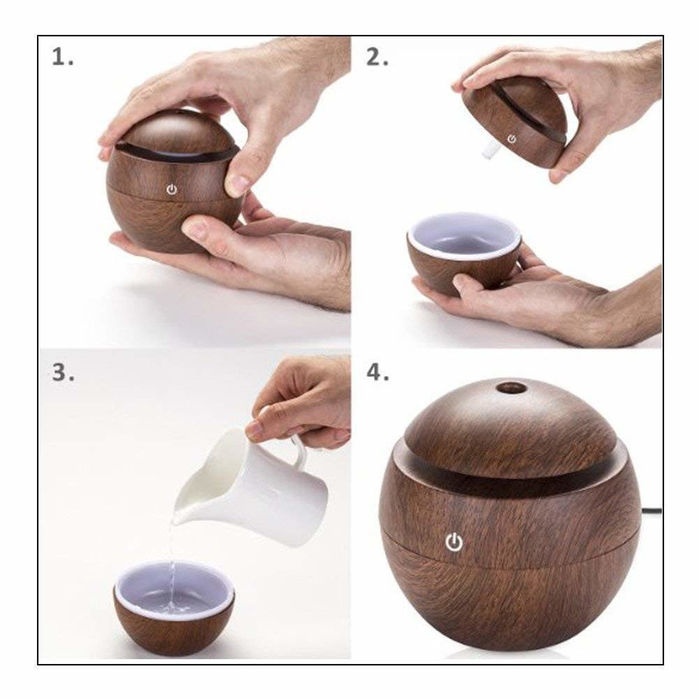 Wood Grain USB Air Humidifier Aroma Diffuser LED Night Light Electric Essential Oil Diffuser