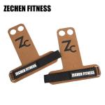 Leather Crossfit Hand Grips Fingerless Gymnastic 2 Holes Microfiber Brown