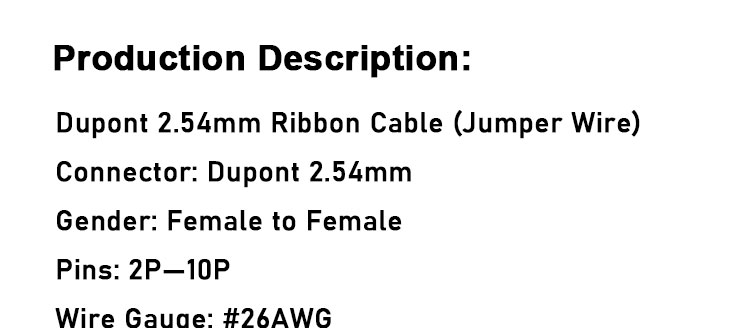 2p 3p 4p 5p 6p 7p 8p 9p 10p Female to Female 2.54mm Dupont Connector Ribbon Jumper Wire