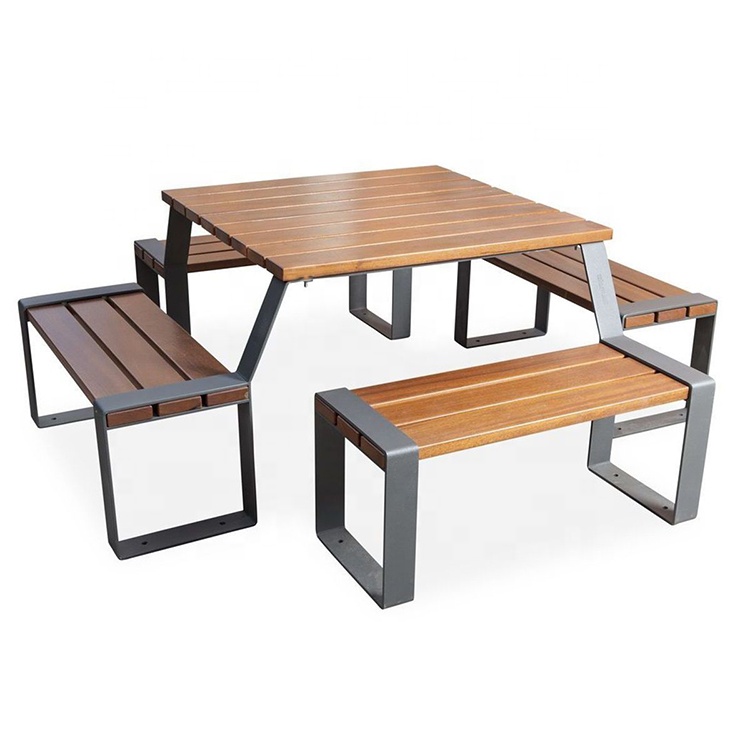 Factory Customized Picnic Table Garden Park Wooden Table Set Modern Design Outdoor Table Bench