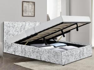 Wholesale Crushed Velvet Gas Lift Bed Frame Silver Double Size For Bedroom from china suppliers