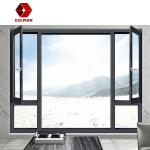 6063 Aluminum Casement Window Double Glazed Brown Color Insulation