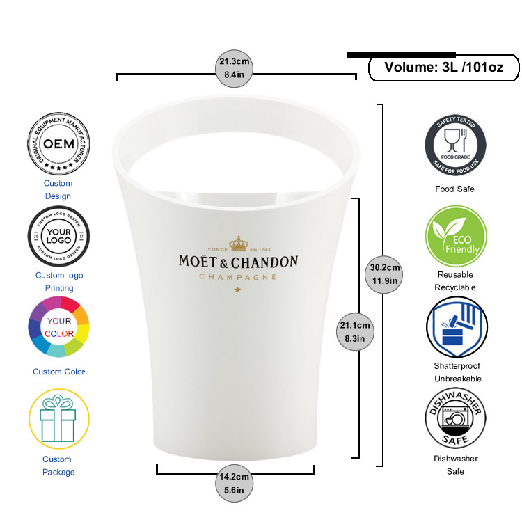 Limited Edition Branded Wine Accessories Plastic Moet Chandon Cooler Party Champagne Bottle Bucket