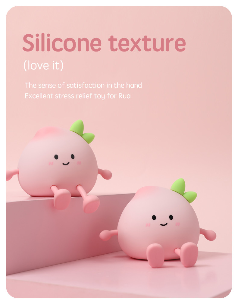 2024 New Creative Peach Shape Night Lamp Soft Silicone 7 Color Changing Eye Care Night Light For Children Gifts Desk Lamp