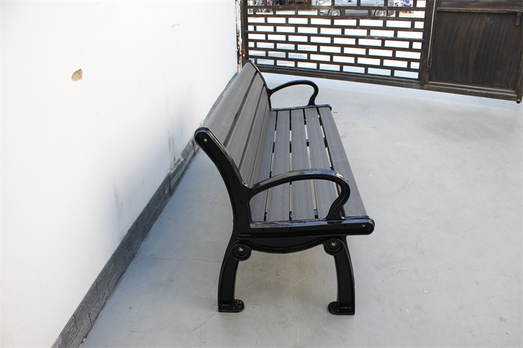 Recycled Plastic Slats Outdoor Garden Wooden Bench With Sandblasted Powder Coated