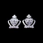Imperial Crown Shape Silver Cubic Zirconia Earrings / Elegant Platinum Jewellery