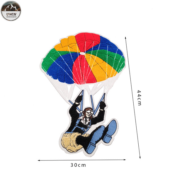 Colorful Personalised Embroidered Badges , Parachute Chenille Embroidery Patches