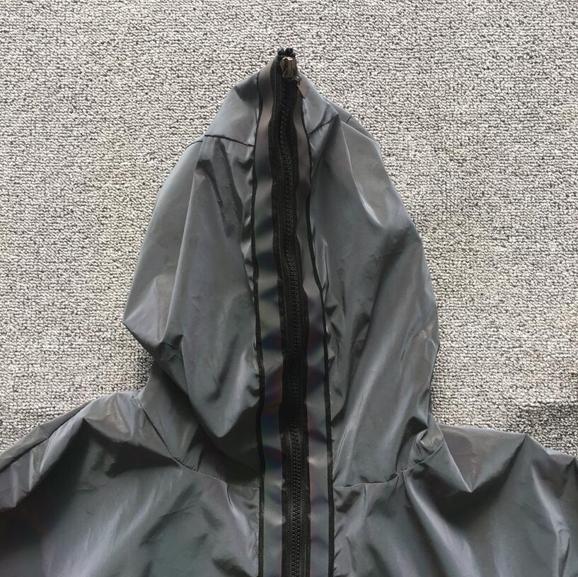Full Zip Up Face Hood Reflective Coat Mens Rainbow Reflective Jacket Turtleneck