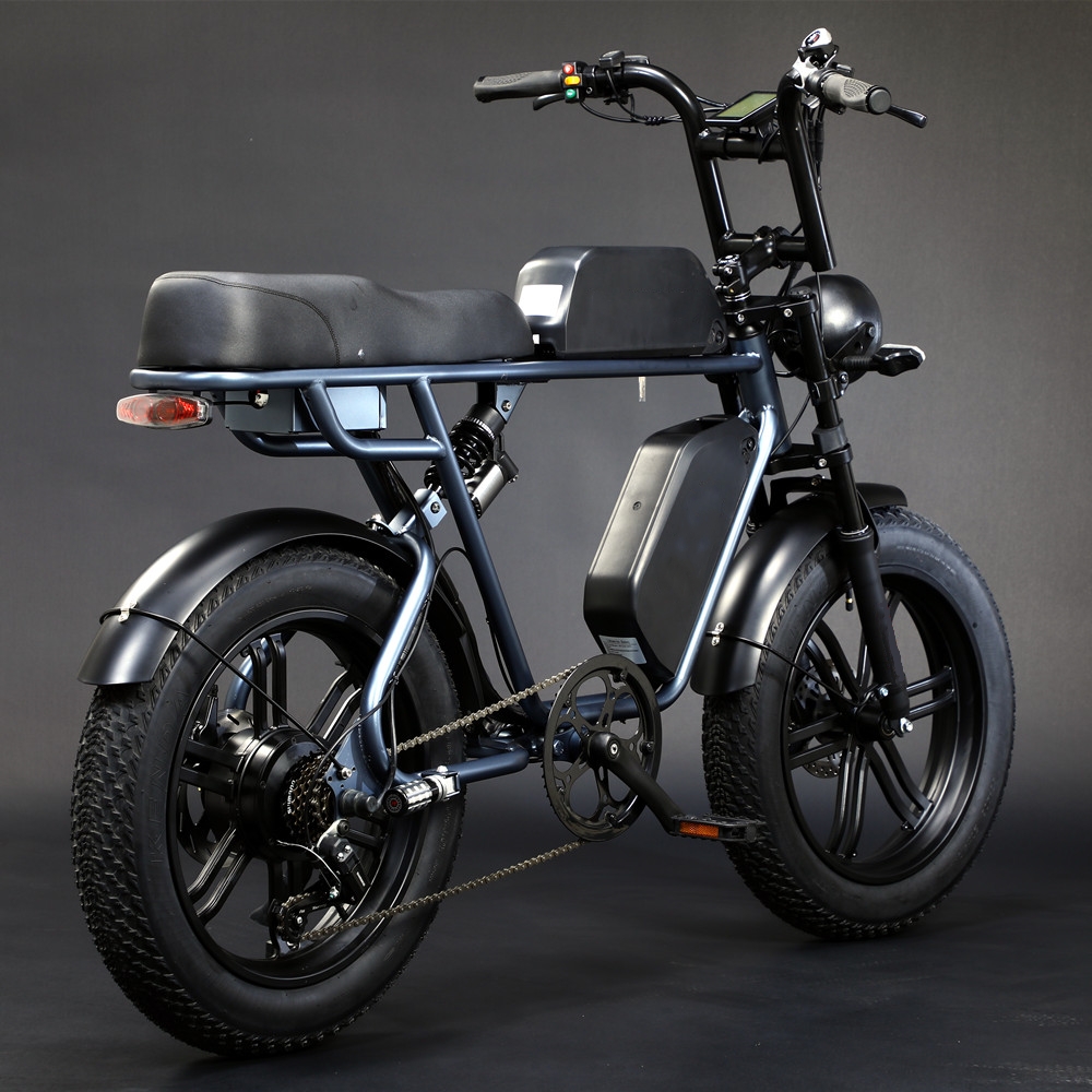 Dual 48V 15Ah Battery Electric Fat Tire Bike / Full Suspension Fat Tire Ebike For Adults