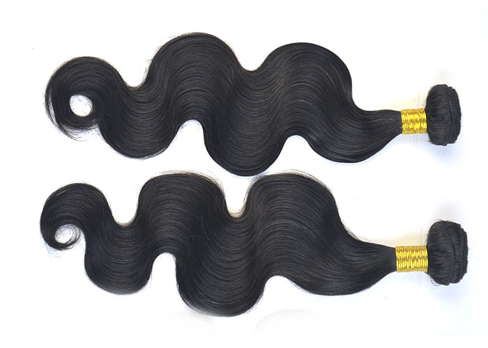 Body Wave Virgin Human Hair Extensions Natural Black / Brown Color