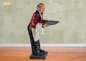 Wholesale 145cm Height Antique Polyresin Statue Figurine Resin Butler Holding A Plastic Tray from china suppliers