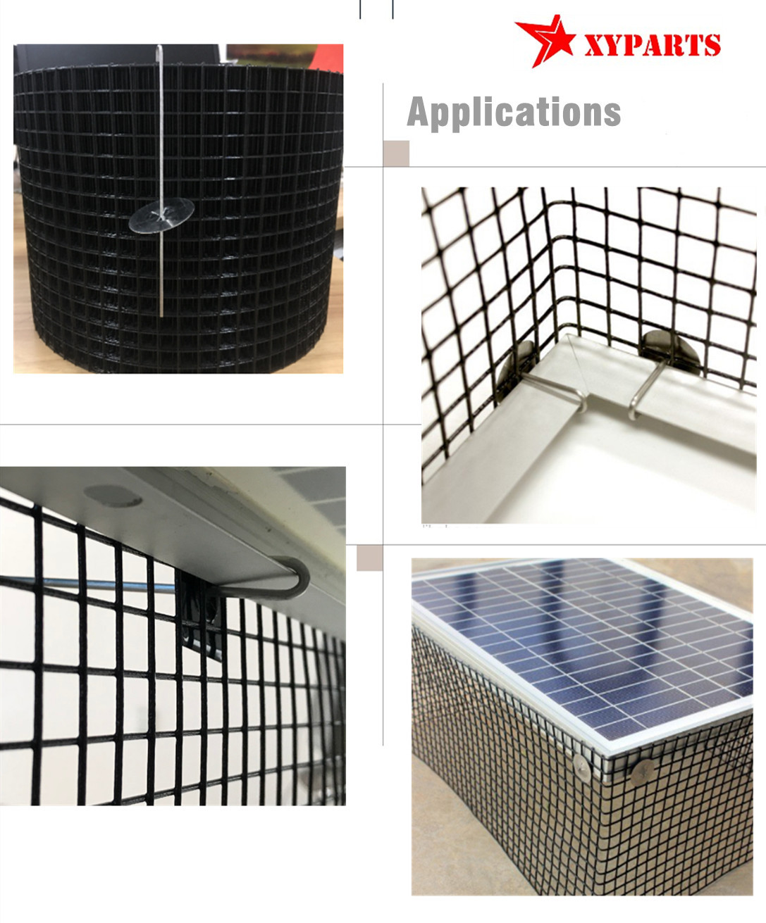 8'' Width Black Color Pvc Coating Bird Proofing Weld Wire Netting For Solar Panel