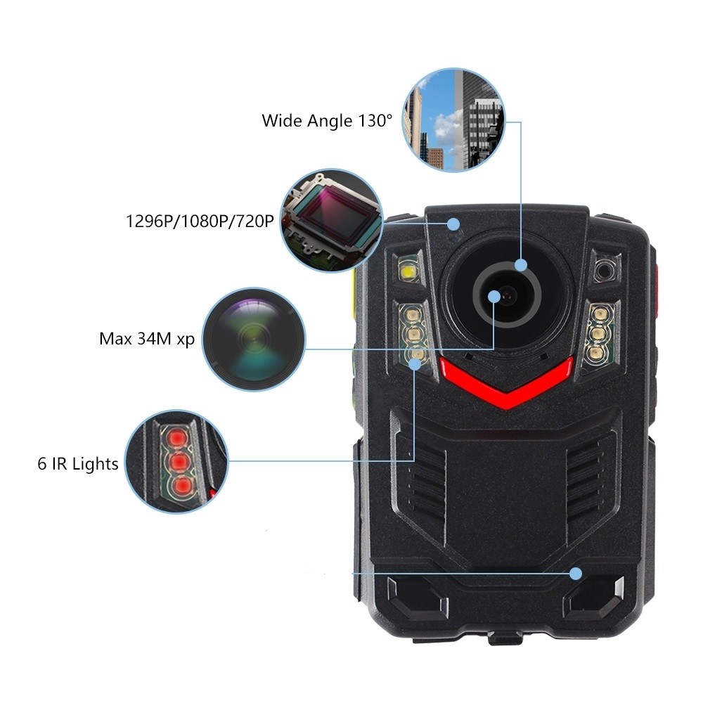 2600mAh 1080P CMOS DVR Police Worn Cameras 16G 32G 64G Memory TFT LCD