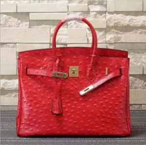 Wholesale women high quality 35cm red Ostrich handbag cow leather handbags fashion handbags L-RB4-17 from china suppliers