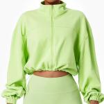 High Quality Custom Zip up Hoodies Streetwear Causal Crop Jackets Women