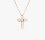 Druzy Stone Diamond Cross Necklace Round Brilliant Cut 925 Silver Cross Pendant