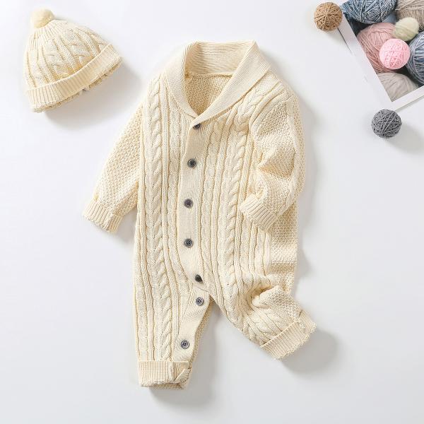 Knitted Cotton Clothing New Born Boy Girl Long Sleeves Jumpsuit Clothes with