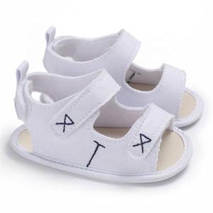 China Quick shipping Cotton fabric Rubber sole 0-24 months baby First walker sandals baby boy on sale