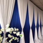 Hot Sale Wedding Backdrop Blue White Double Drape Cross Valance Luxury Wedding