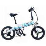 Blue Folding 20 Inch Electric Bike 48V 10AH 350W Height Adjustable