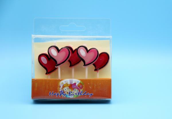 Quality Romantic Lovely Heart Shaped Birthday Candles With Food Grade Paraffin Material for sale