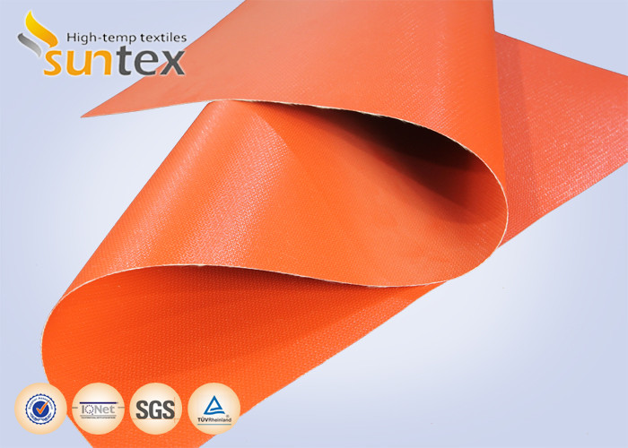 Heat Resistant 550C Thermal Insulation Fabric / Silicone Rubber Coated Fiberglass Cloth
