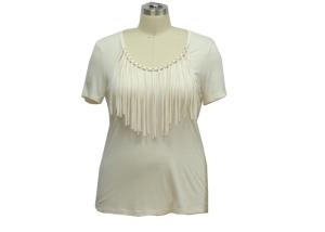 Wholesale Women's Fashion 1/2 Sleeves Shirt Round-Necline With tassel Decoration Fit Size from china suppliers