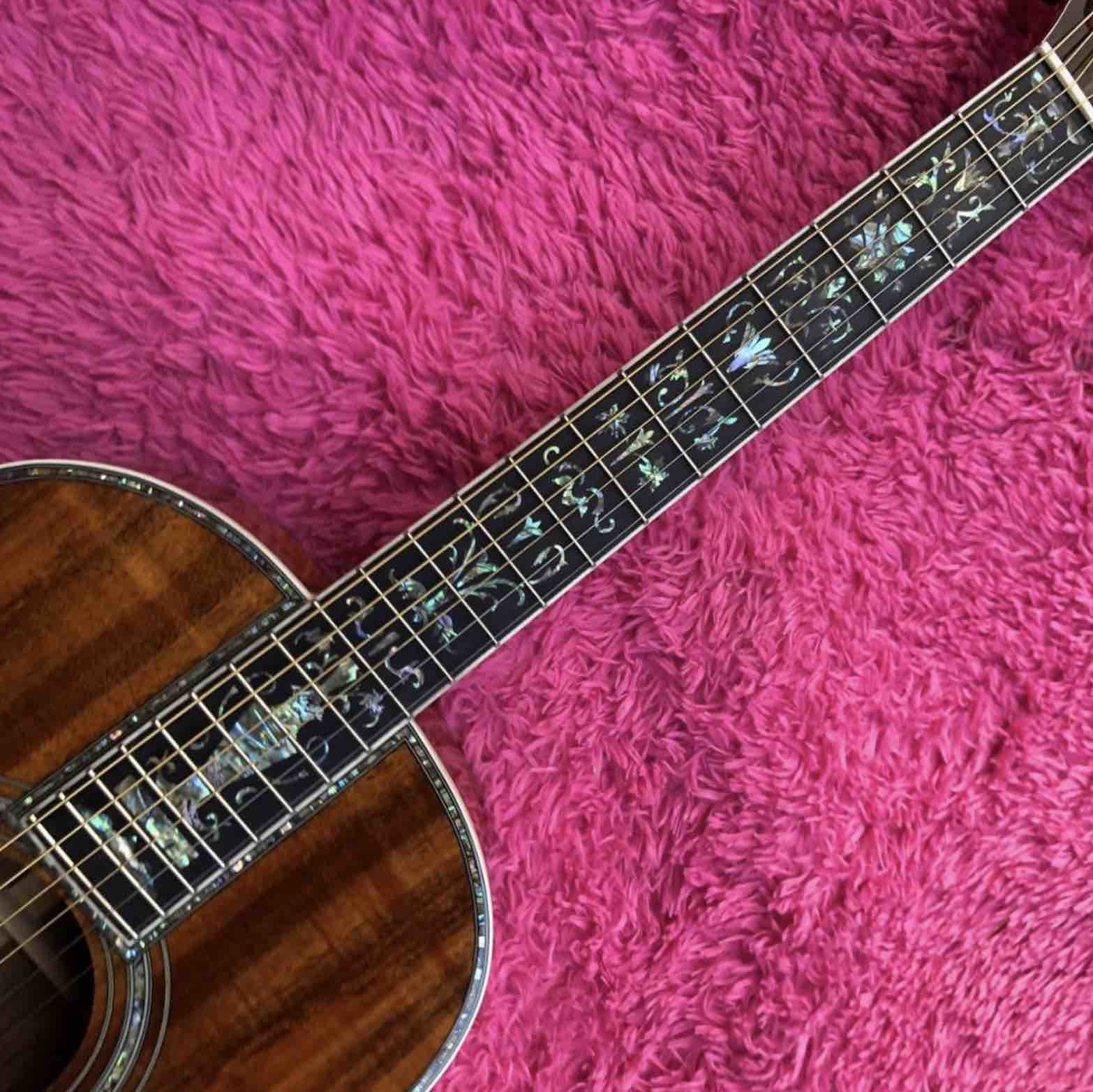 Real Abalone Inlay Ebony Fingerboard 39" OOO45 Style All Solid KOA Acoustic Guitar