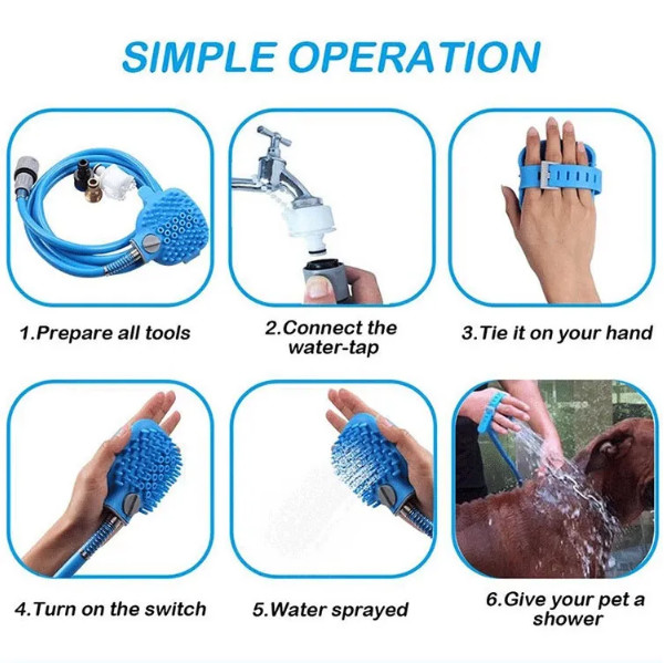 Indoor Outdoor Dog Shower Sprayer Scrubber Dog Grooming Set
