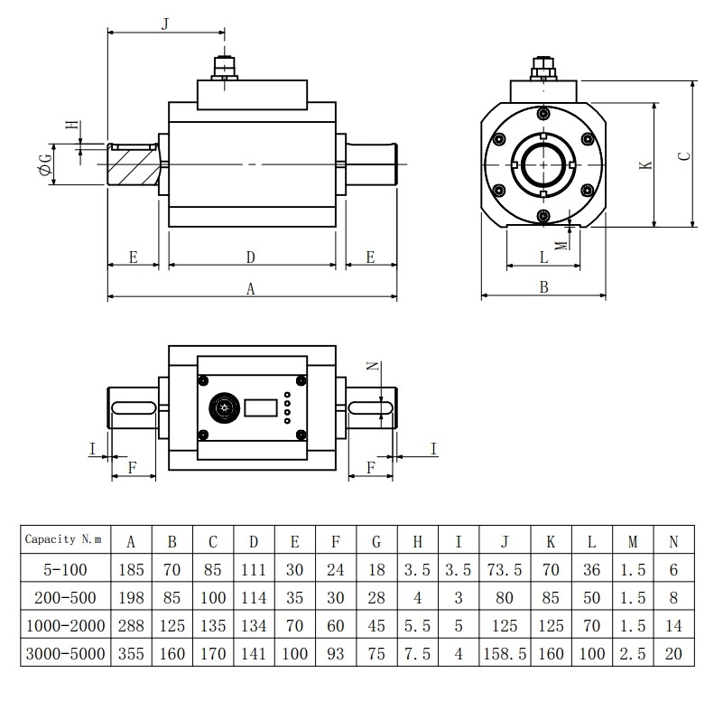 5~5000N. M 0~8000rpm Dynamic Torque Sensor IP66 Rotary Torque Sensors