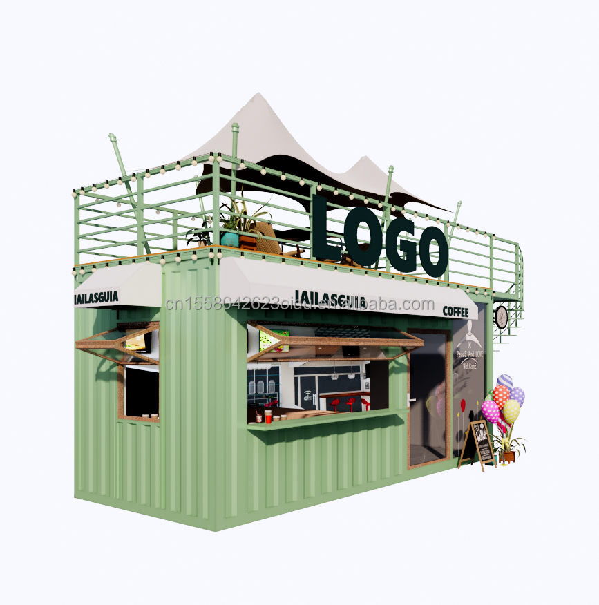 Galvanized Steel Bending 20ft Prefabricated Container for Customized Color Restaurant Cafe Coffee Shop Bar