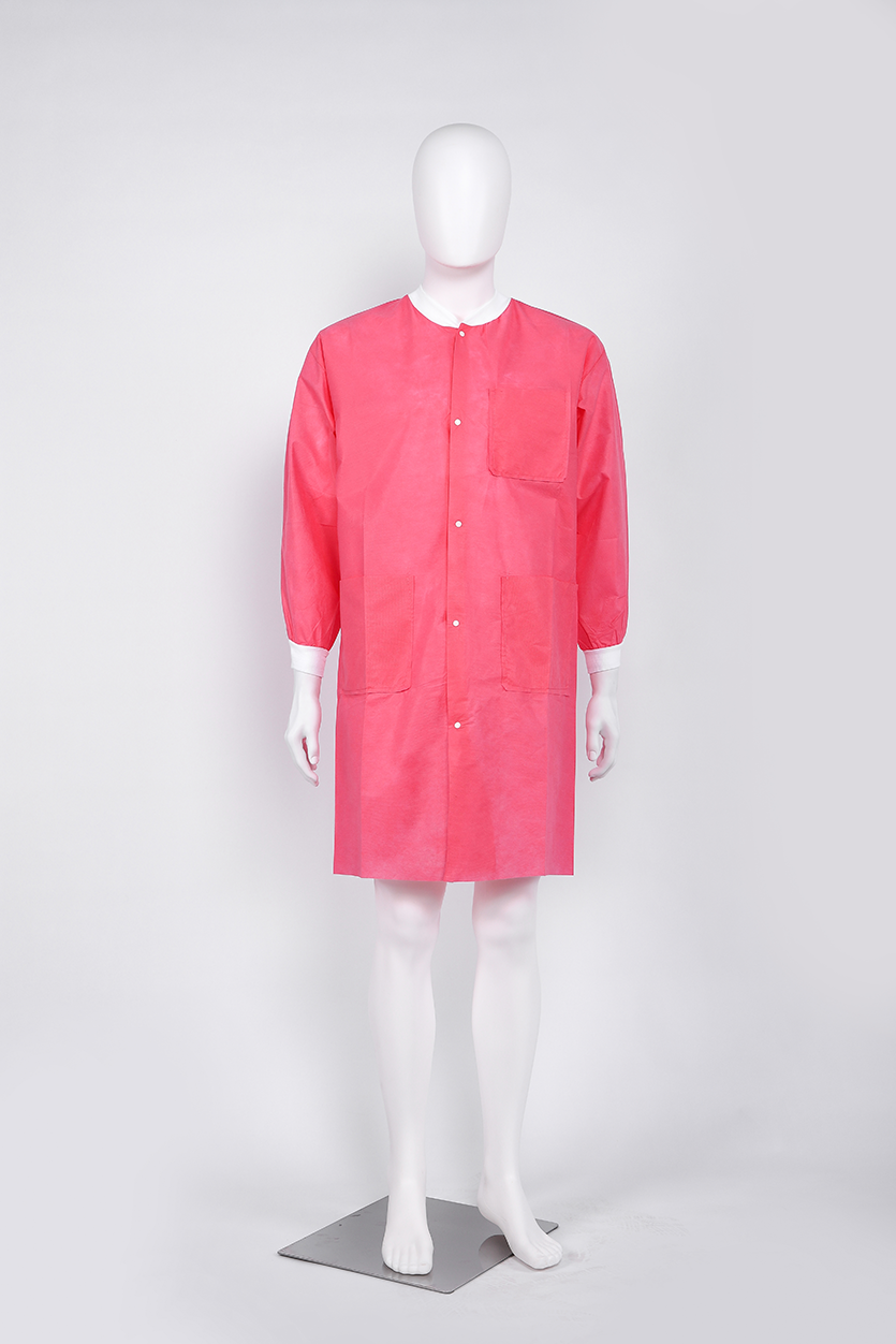 Three Pockets Disposable Lab Coats White Pink Purple Laboratory Lab Coat