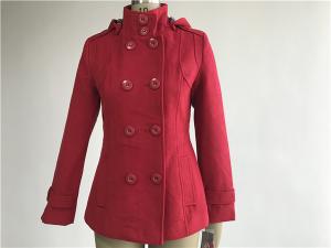 Wholesale Professional Ladies Wool Coat Red Color With Detachable Hood TW56073 from china suppliers