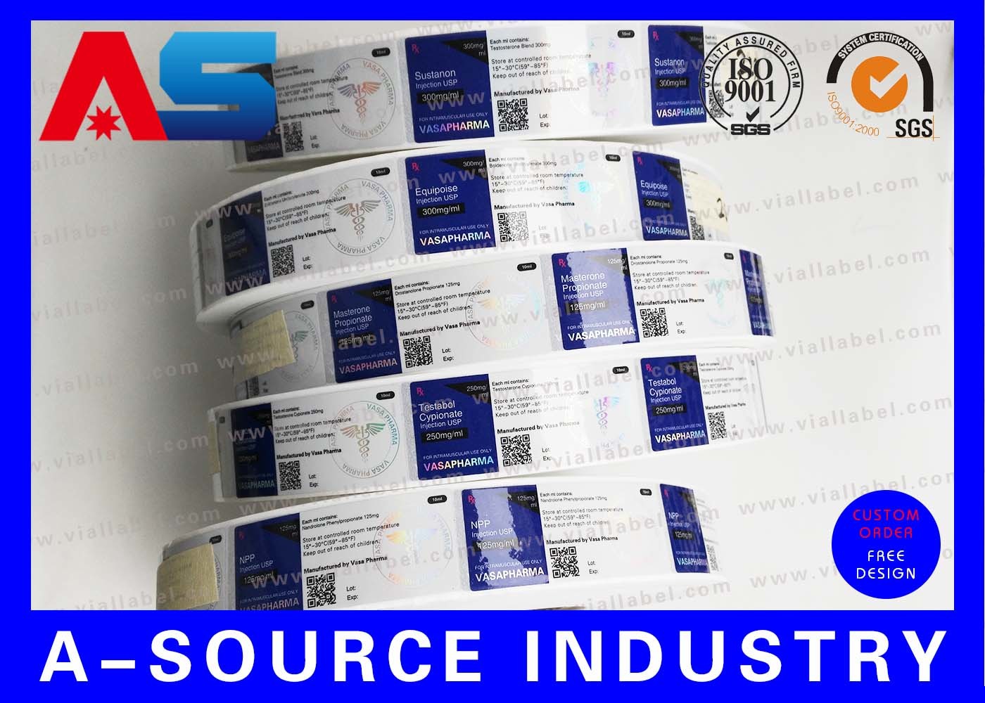 Paper Custom Injectable Bottle Label For Animal Phosphorus Butafosfan Vials 10ml / 50ml custom bottle labels