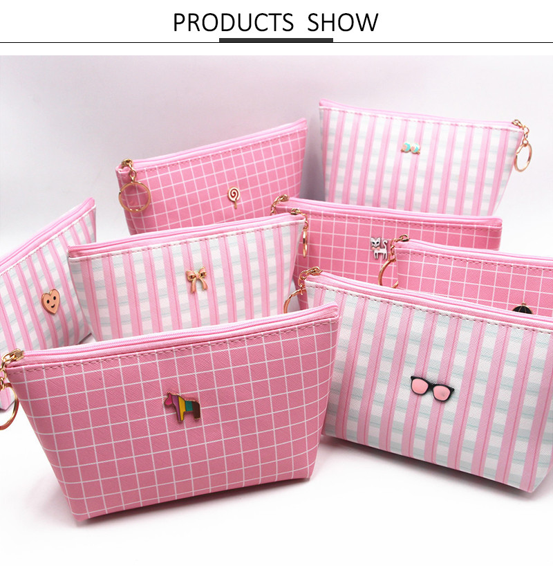 Travel Cute Pink Makeup Pouch Mini Cosmetic Bag For Women Girls