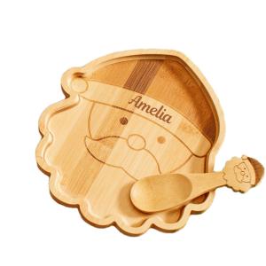 Wholesale Christmas Cartoon Wooden Serving Tray Bamboo Fruit Food Tray For Baby from china suppliers