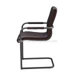 Brown Faux Leather 45CM 82CM Bronze Metal Upholstered Dining Chair