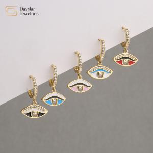 Wholesale Zircon stone Evil Eye Earrings Colorful Enamel Diamond For Women from china suppliers