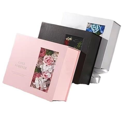 Acrylic White Magnetic Gift Box with Ribbon for Wedding Invitation Packaging