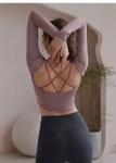 BSCI Tight Fit Womens Yoga Tank Top Sexy Back Hollow Out Long Sleeve Crop Top