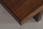 Contemporary Wood Table Top Dining Table With Stainless Steel Base Bronze Finish