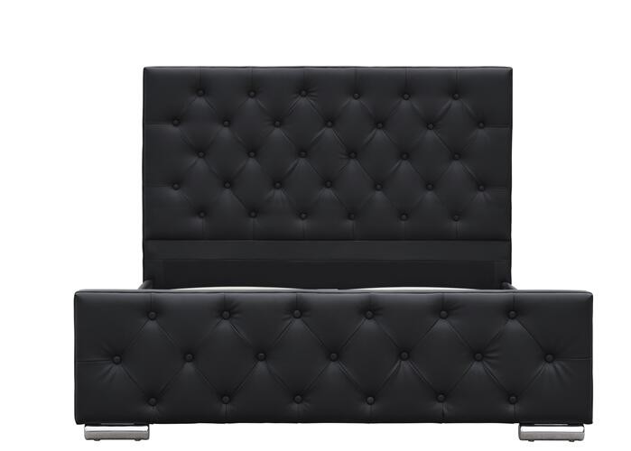 Crushed Velvet King Size Upholstered Bed Frame Plywood Black Faux Leather Europe Style