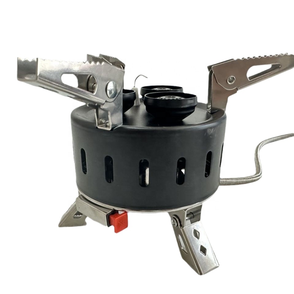 Outdoor BBQ Gas Stove with Three Spray Head Mini Portable Folding Camping Burner