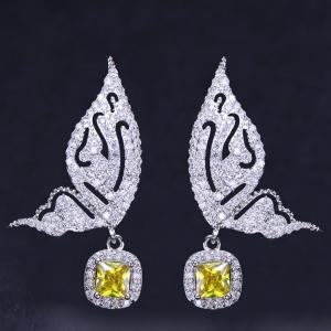 Wholesale Fashion Women's Butterfly Earrings with Shiny CZ Stone Aesthetic Female Butterfly Earrings for Party Butterfly Jewelry from china suppliers
