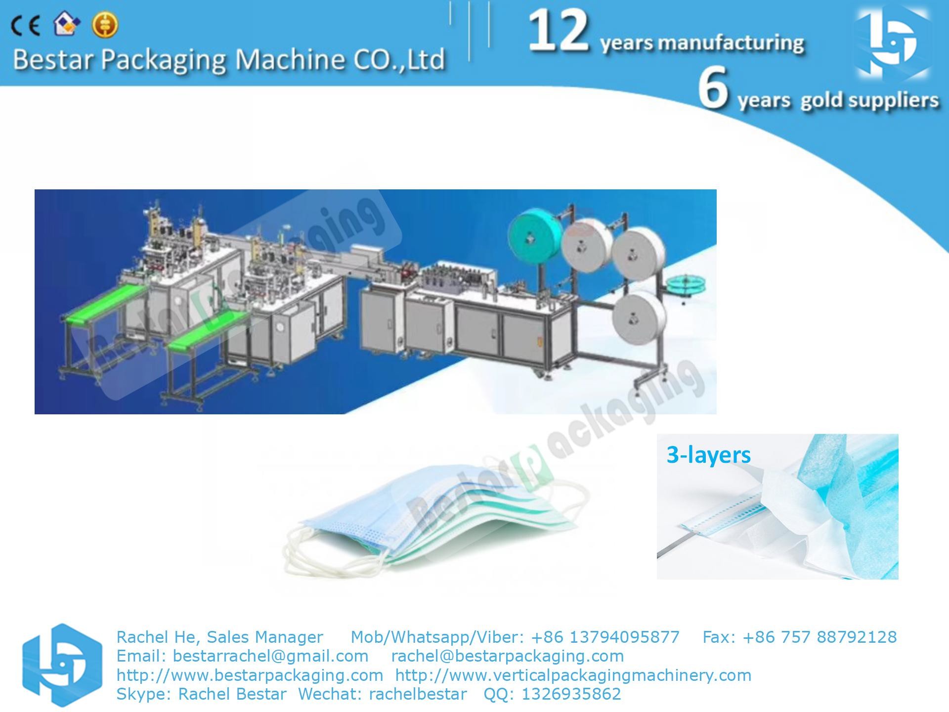 Disposable medical mask making machine, 3-layers and 2-layers optional, nonwoven material