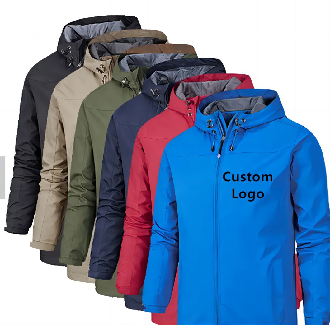 Custom Logo Windbreaker Jacket Men Outdoor Sports Plus Size Climb Mountain Thin Waterproof Hooded Coats