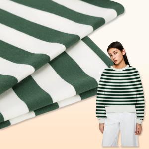 Wholesale Elastic Lycra Striped Cotton Fabric Twill Green And White Stretch Material from china suppliers