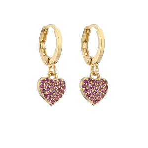 Wholesale Micro Insert 18k Gold Plated Jewelry Earrings Full Rhinestone Gold Heart Hoop Earrings from china suppliers