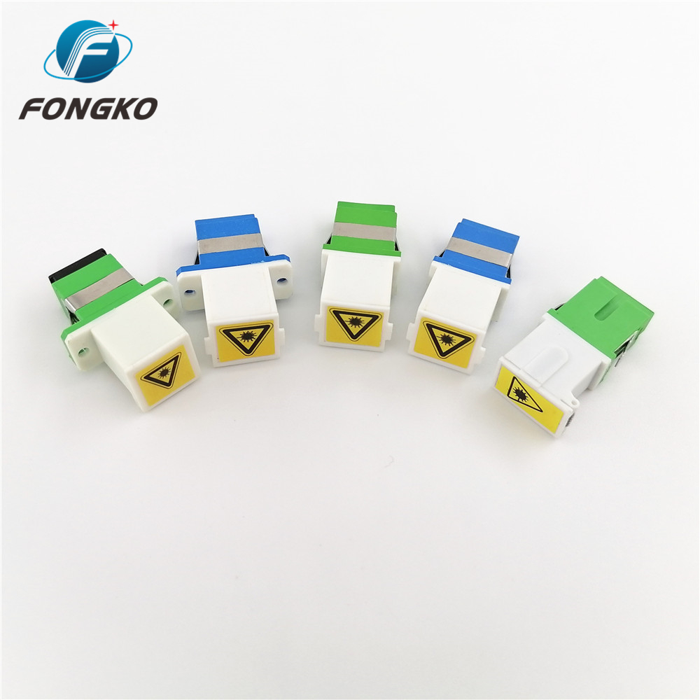 LC / APC Duplex Fiber Optic Adapter With Metal Shrapnel Single Mode